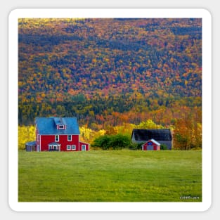 Farm House and Barn in Autumn Colors Sticker